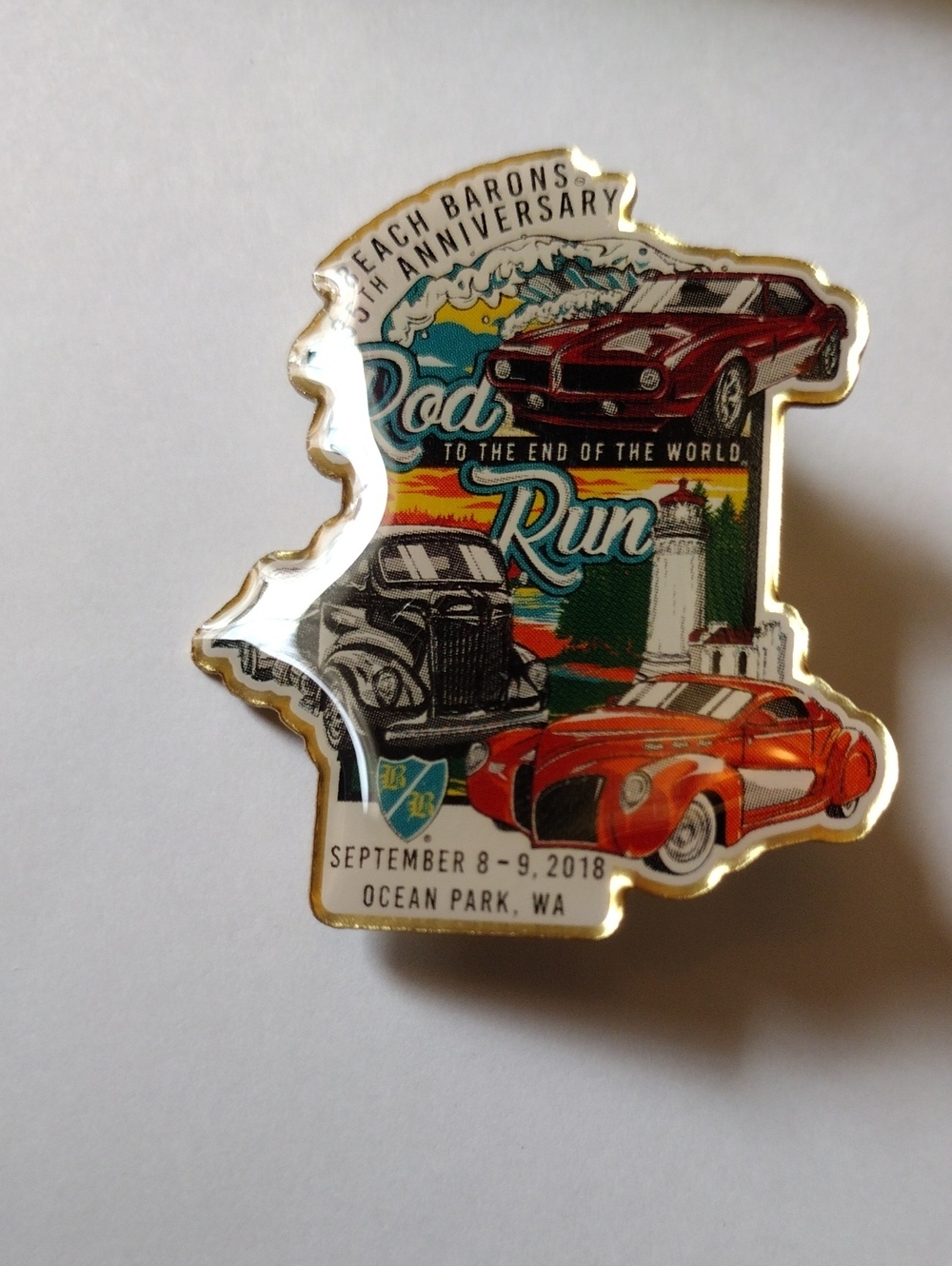 Beach Baron's Road To The End Of The World Run Enamel Pin Ocean Park WA